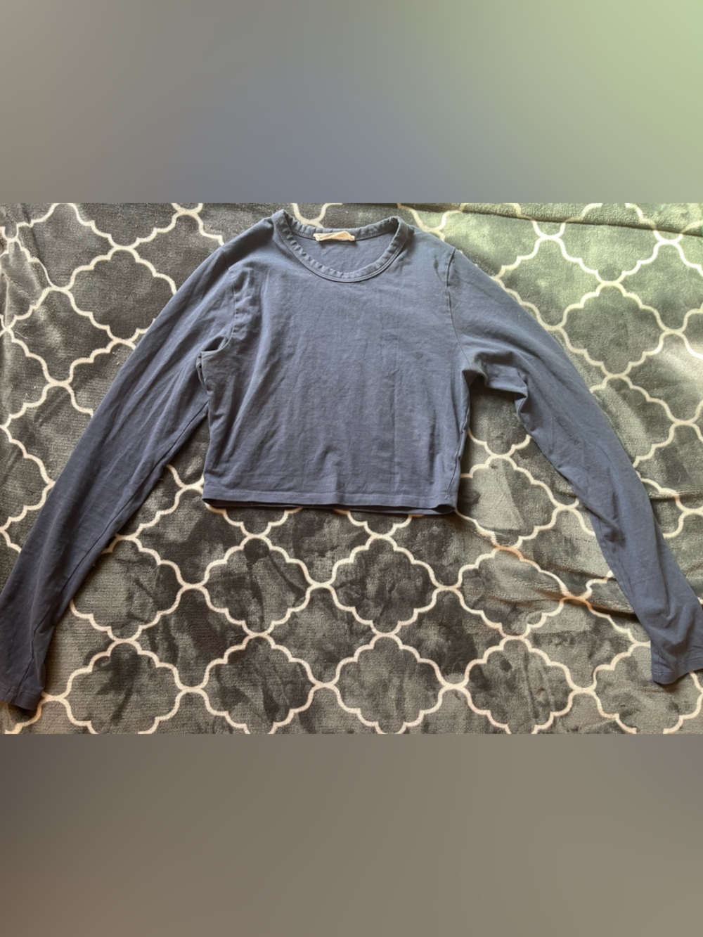 Navy Blue Cropped Long-Sleeve
